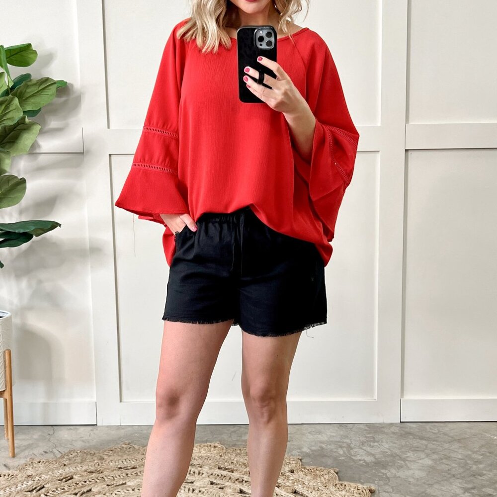 Bell Sleeve Blouse with Tie Back Detail